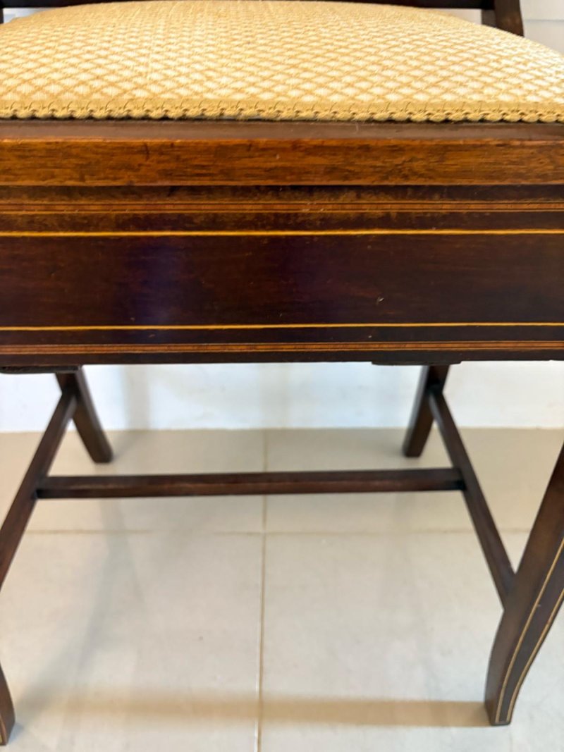 Antique Edwardian Mahogany Inlaid Piano Stool - Image 8